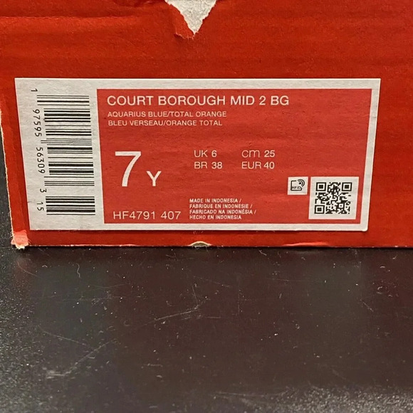 Nike Court Burough Mid 2 BG HF4791 407 NEW 7Y aquarius blue total orange - Picture 10 of 10